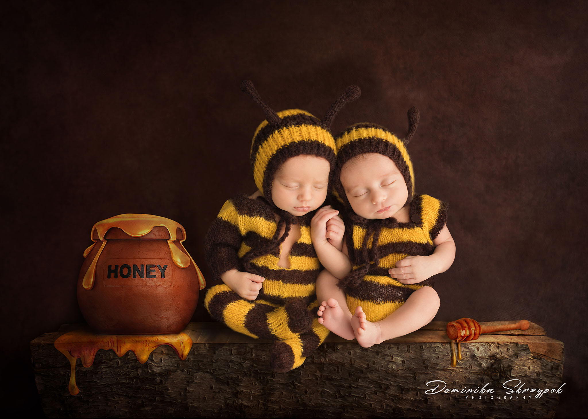 pszczólka sesja noworodkowa warszawa, zdjęcia bliźniąt