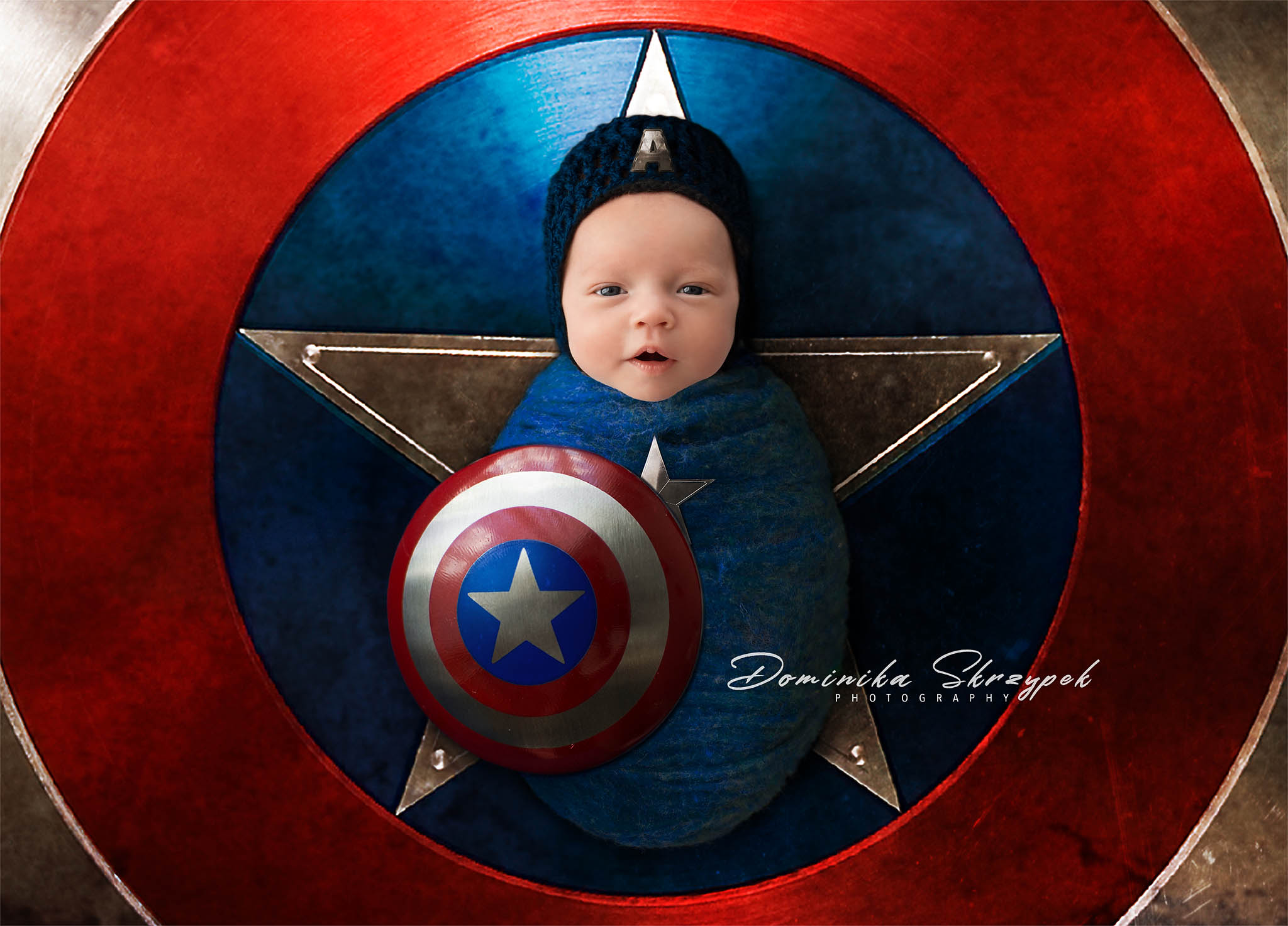 Captain America-themed newborn session