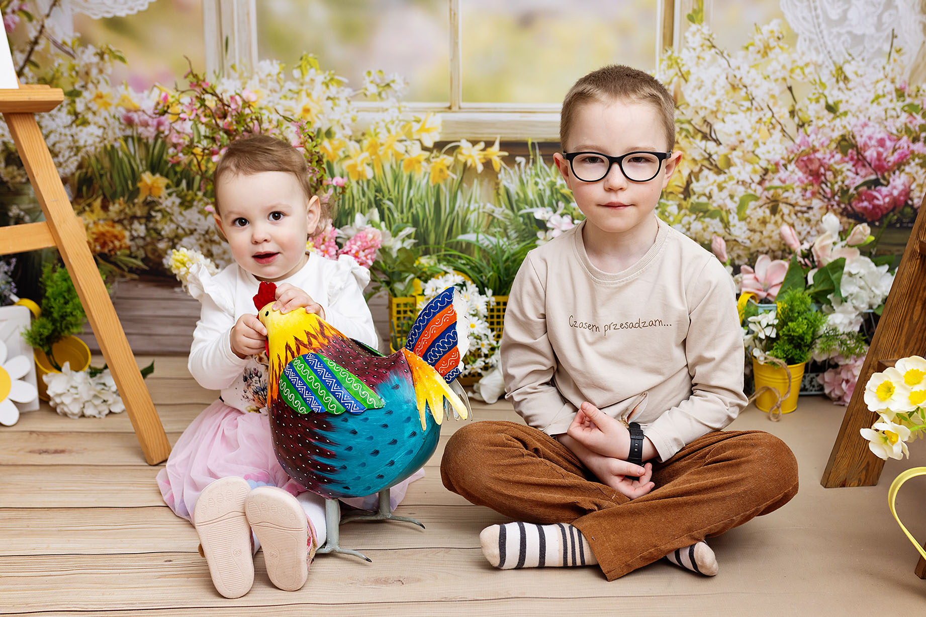 easter preschool photo session warsaw sibling photos