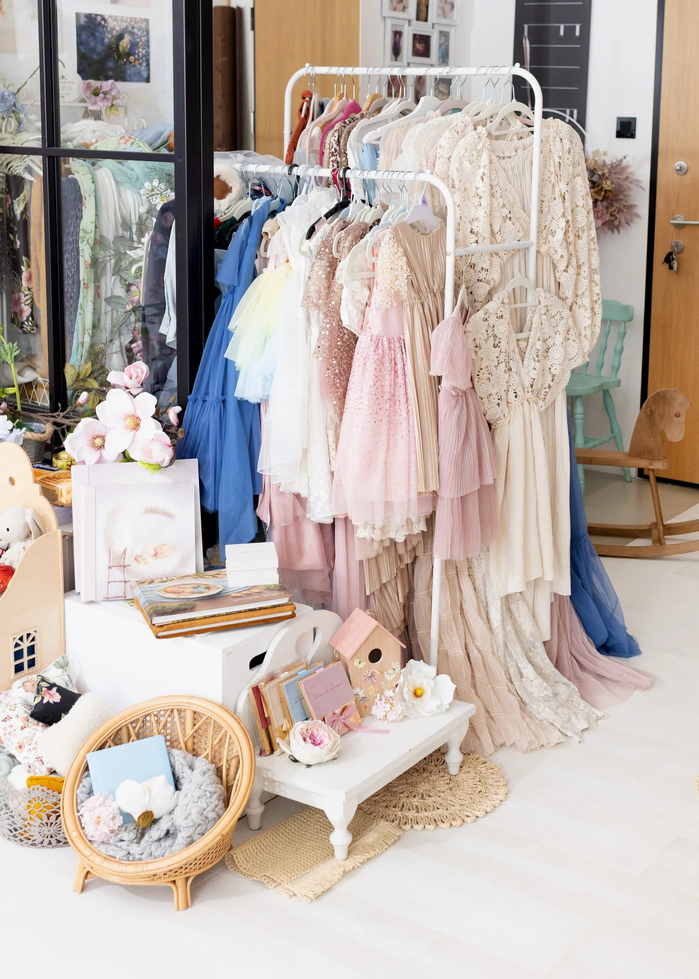 Newborn studio wardrobe in Warsaw — dresses and wraps for little ones