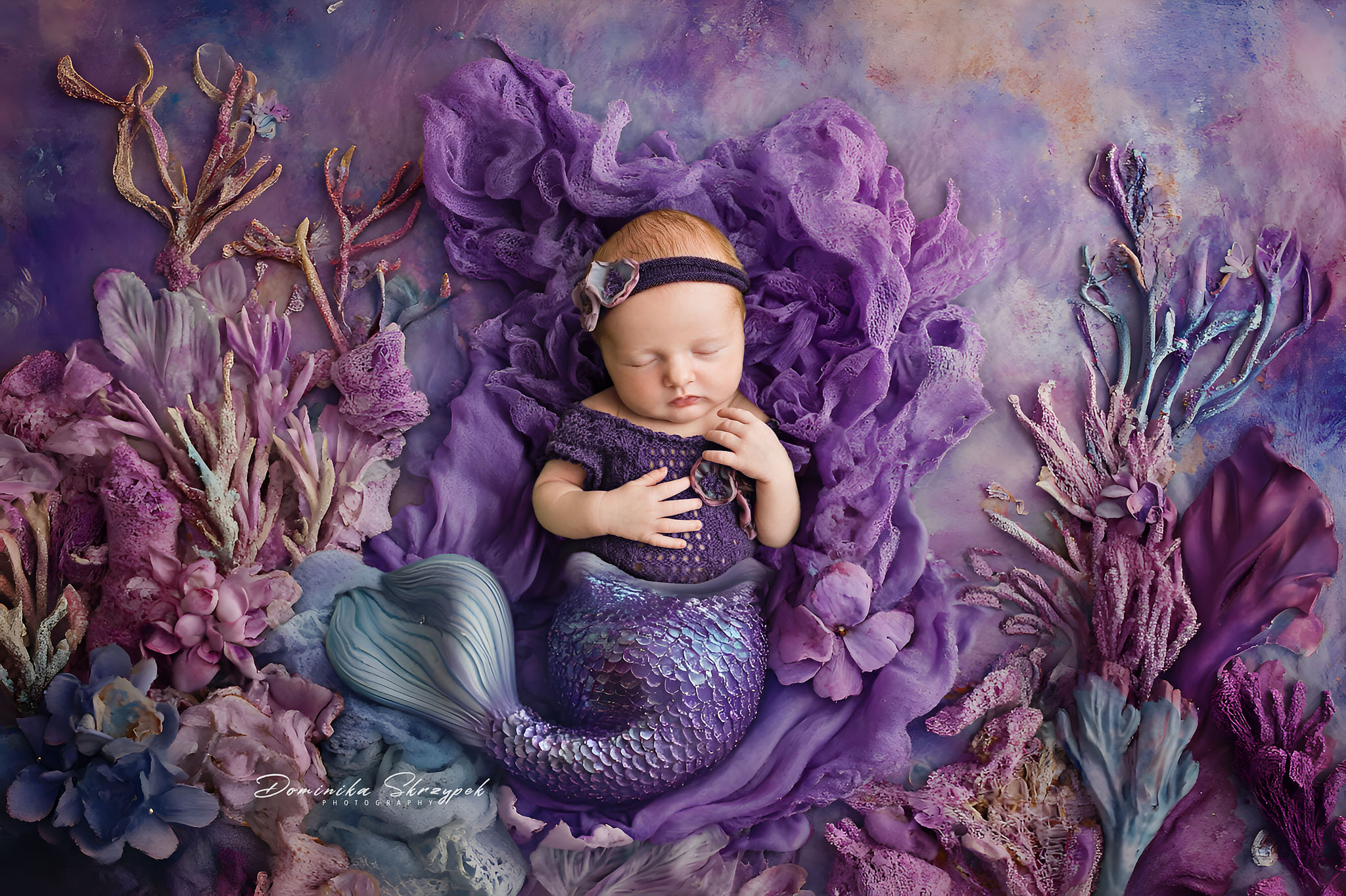 Mermaid-themed newborn session in Warsaw