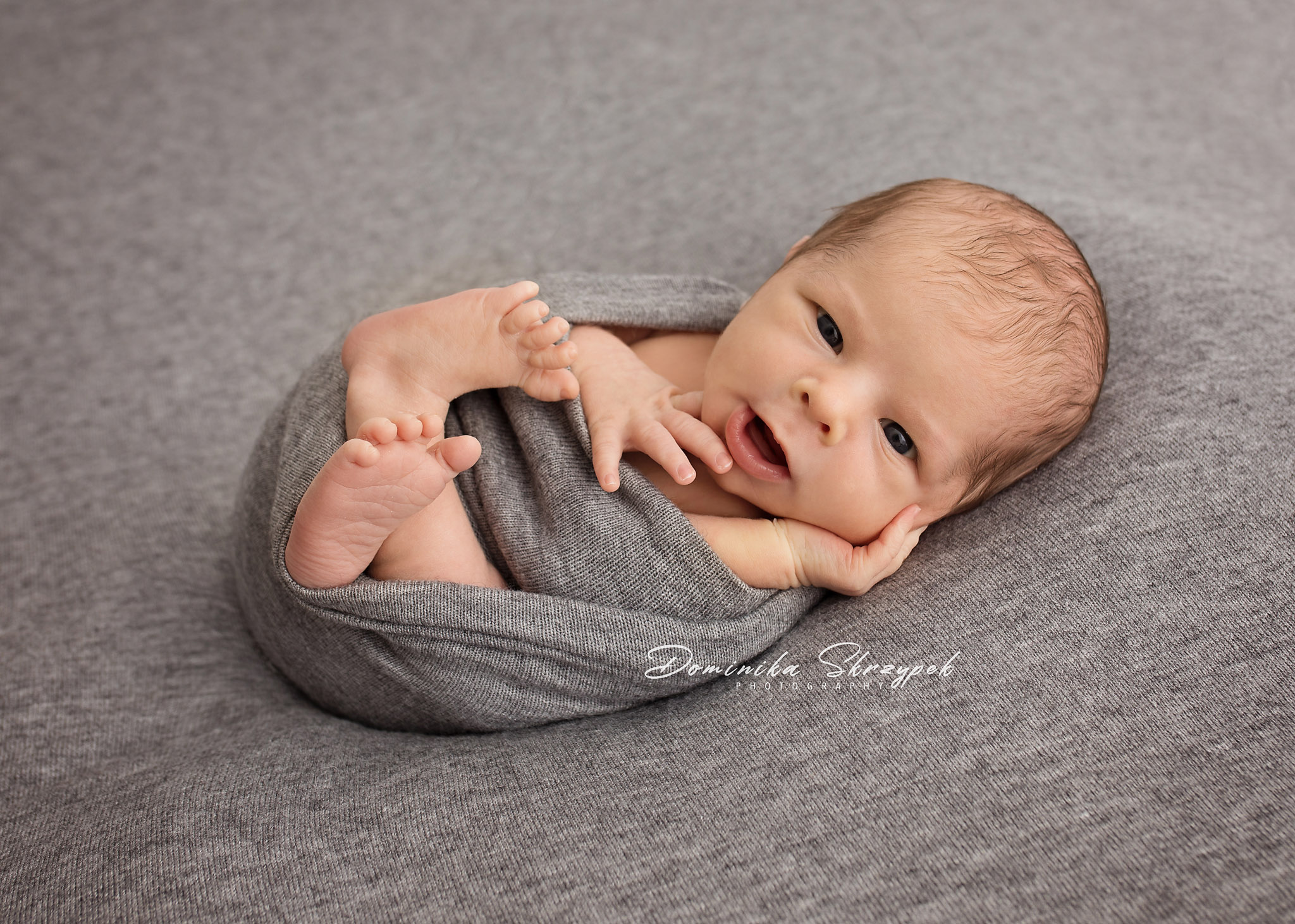 grey newborn session